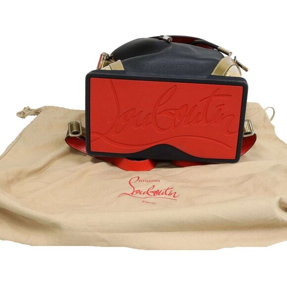 Christian Louboutin Explorafunk Backpack Calfskin PVC Gold Black Rubans - Picture 3 of 4